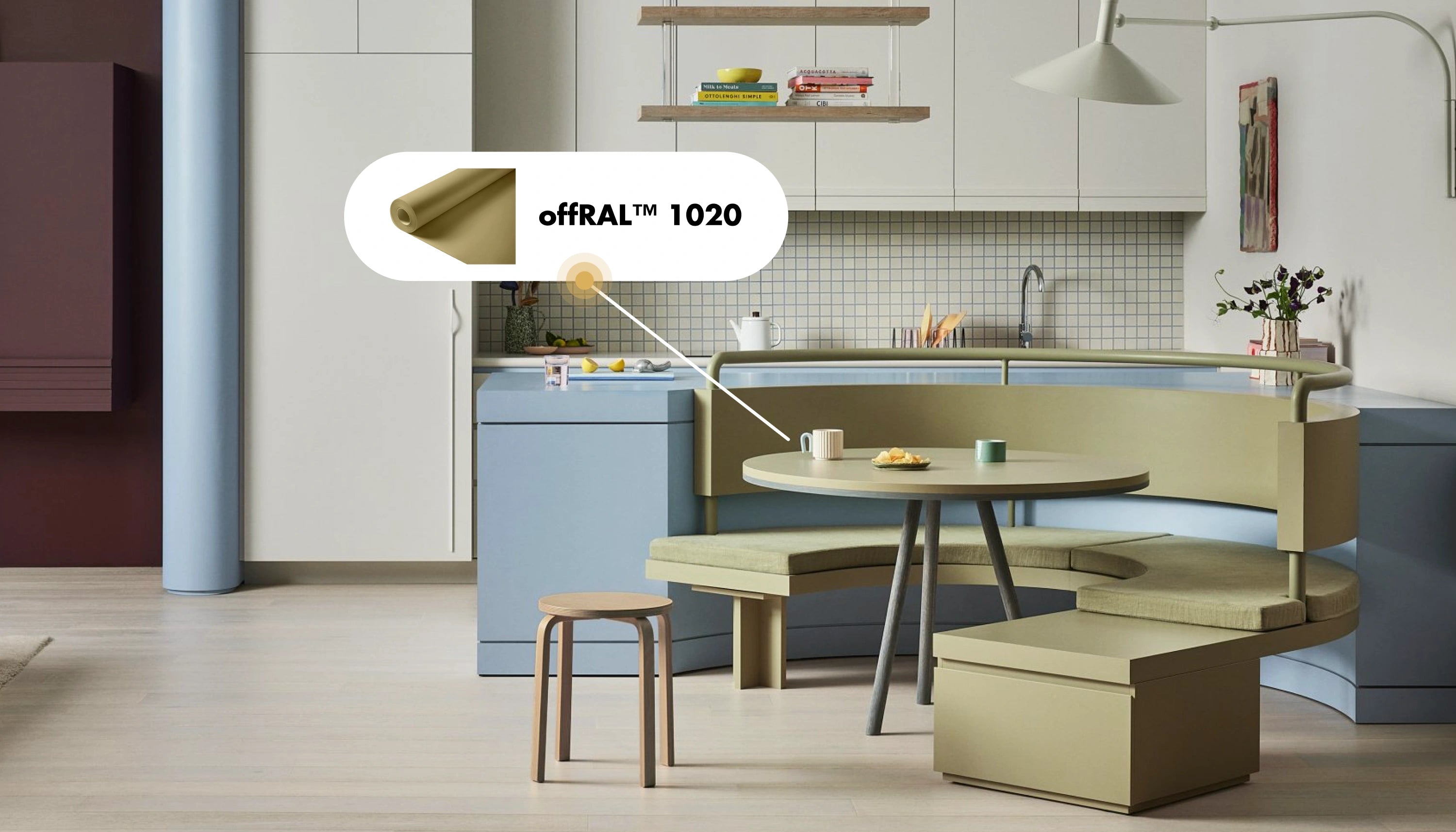 Kontaktfarbe - RAL 1020 Olivgelb - Airbnb-freundliche Farbe für jede glatte Oberfläche - offRAL™