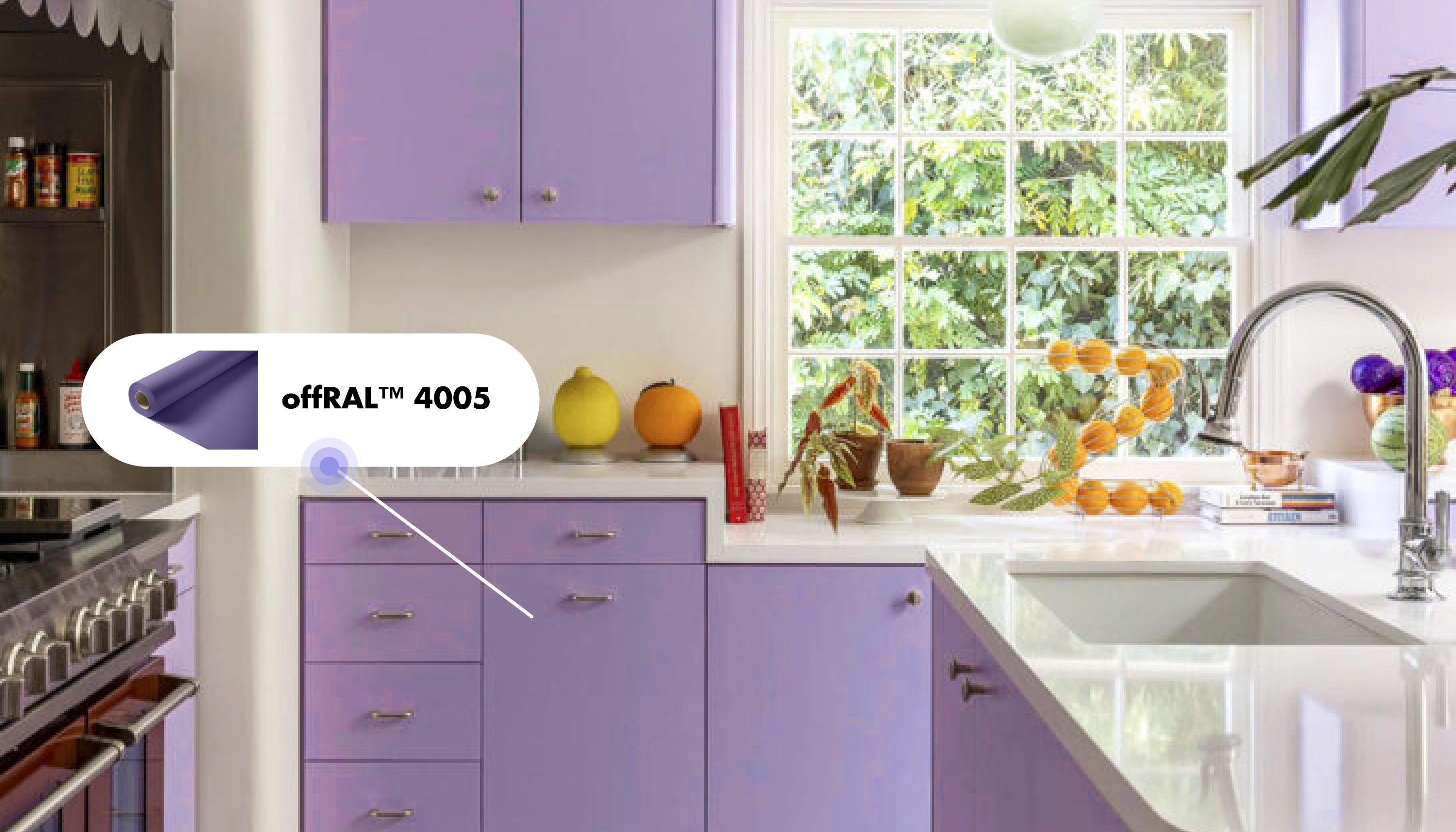 Selbstklebende Farbe - RAL 4005 Blaulila - temporäre tapetenähnliche Farbe für jede glatte Oberfläche - offRAL™