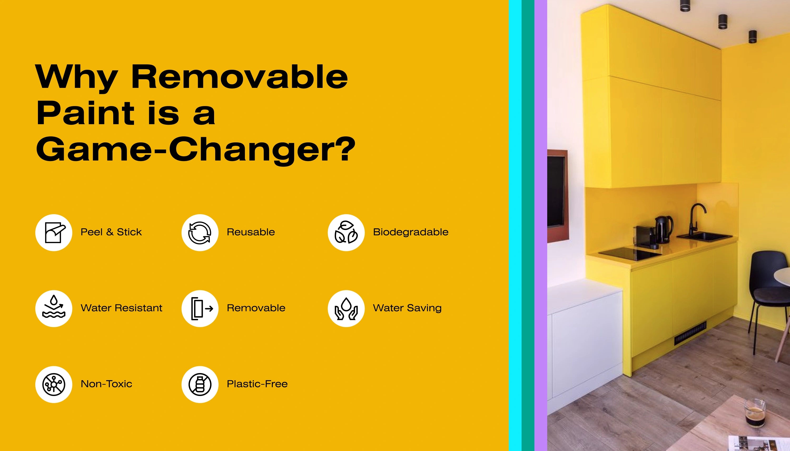 Selbstklebende Farbe - RAL 1023 Verkehrsgelb - temporäre tapetenähnliche Farbe für jede glatte Oberfläche - offRAL™