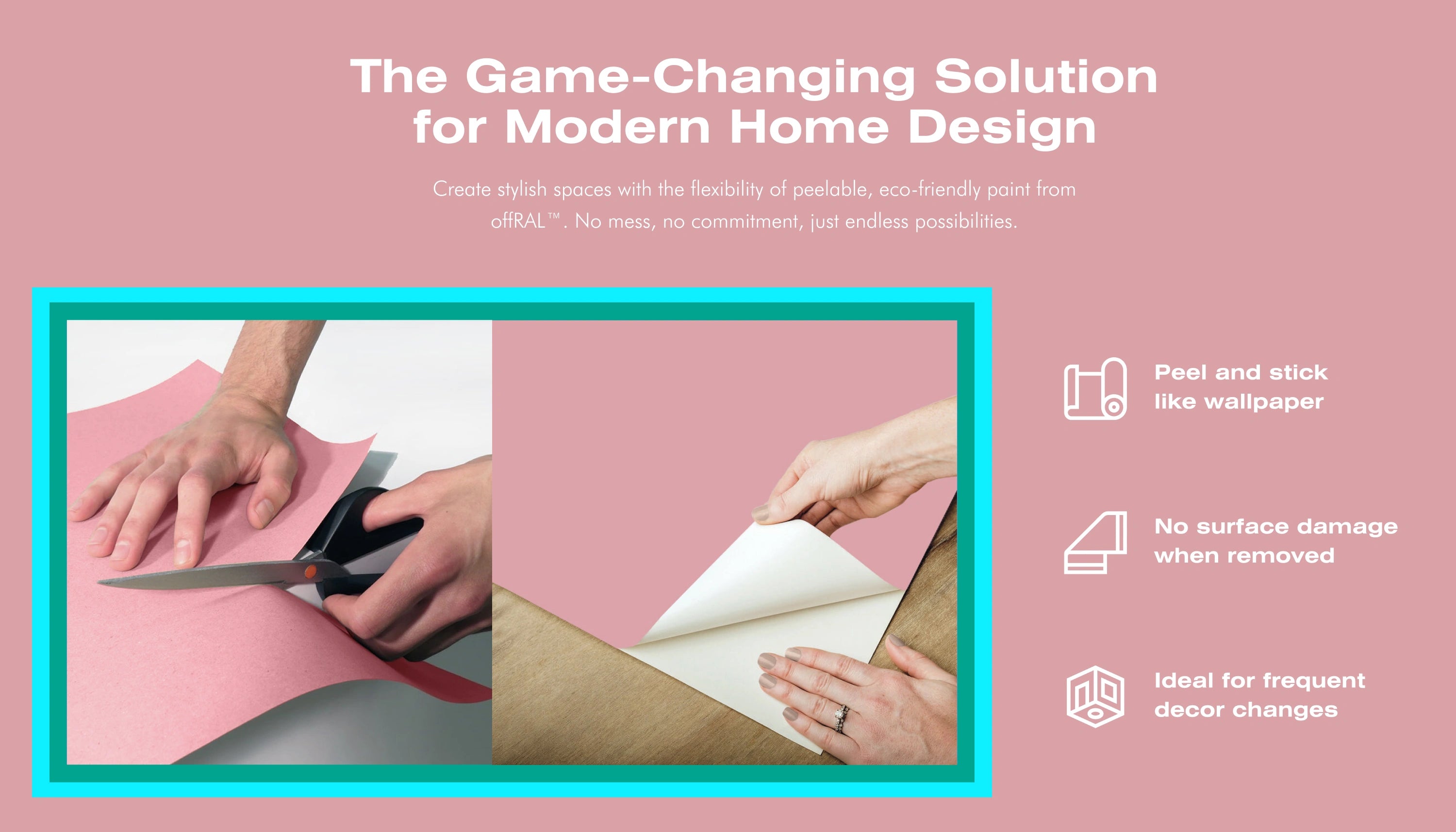 Abzieh- und Klebefarbe – RAL 3015 Hellrosa – vorübergehend mieterfreundliche, tapetenähnliche Farbe – offRAL™