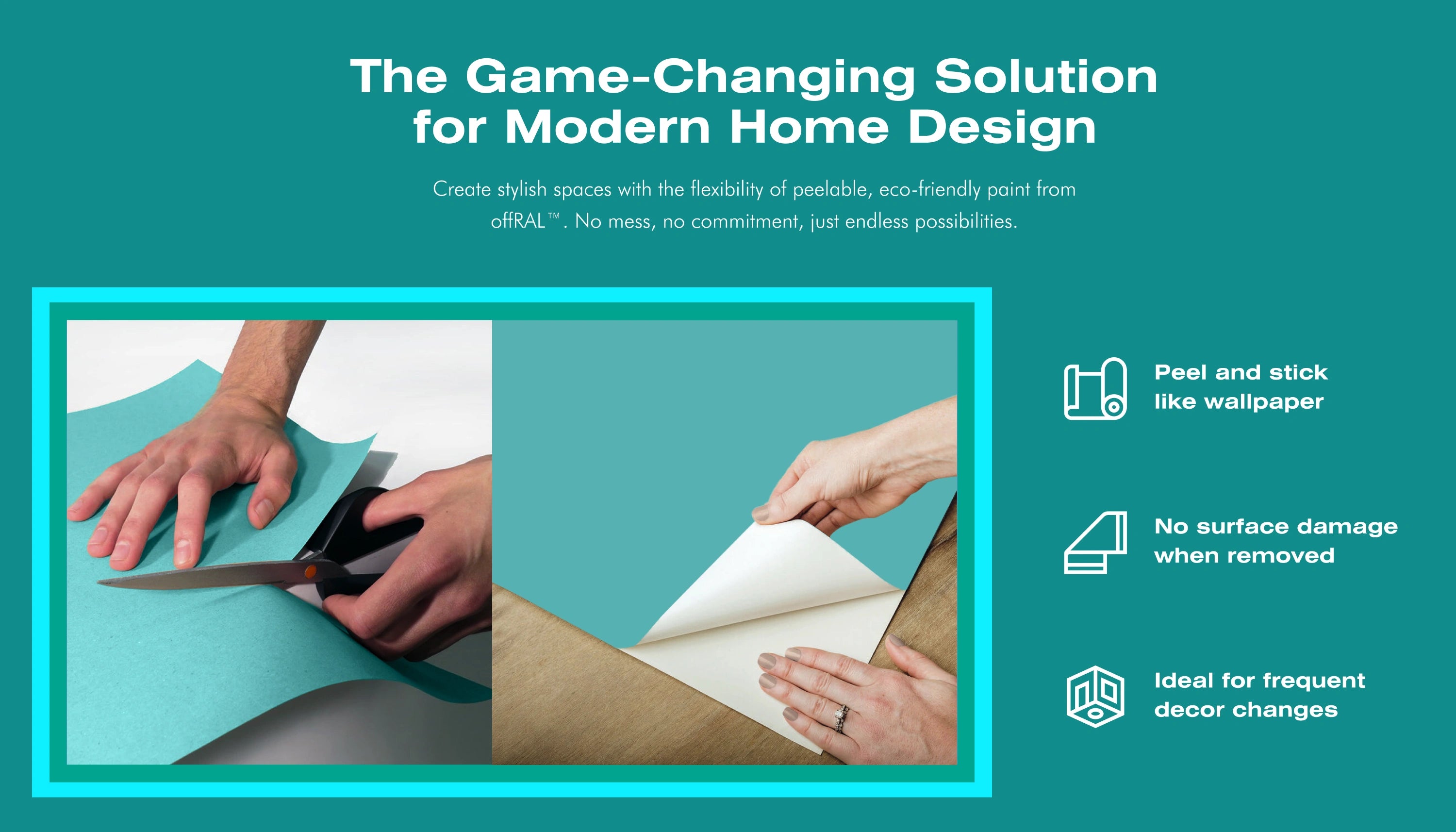 Selbstklebende Farbe - RAL 5018 Türkisblau - temporäre tapetenähnliche Farbe für jede glatte Oberfläche - offRAL™