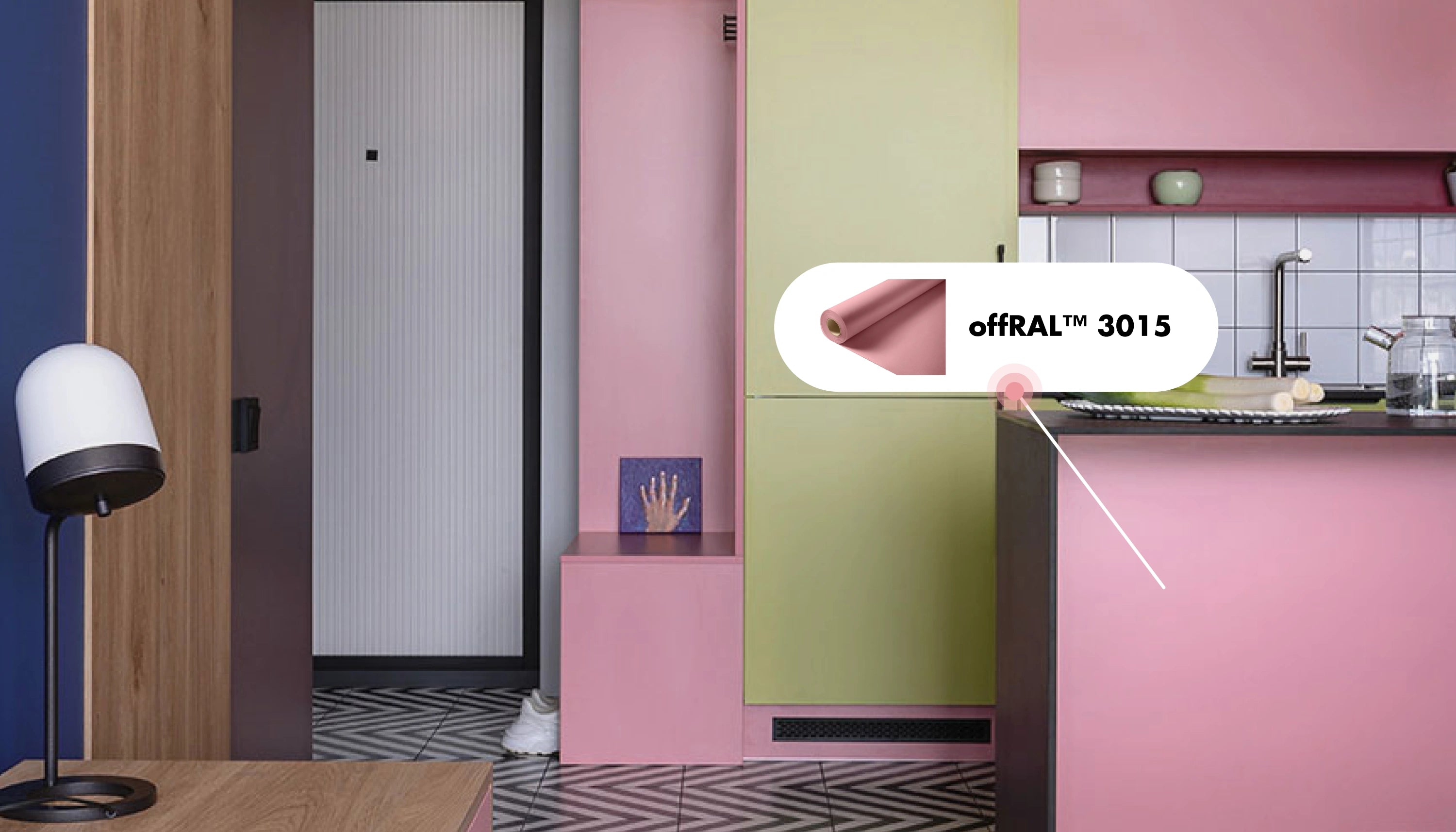 Abzieh- und Klebefarbe – RAL 3015 Hellrosa – vorübergehend mieterfreundliche, tapetenähnliche Farbe – offRAL™